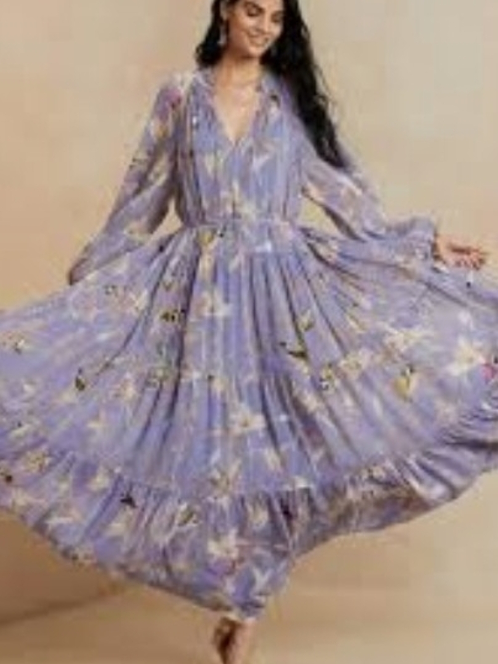 Banana Republic Lavender Floral Tiered Maxi Dress